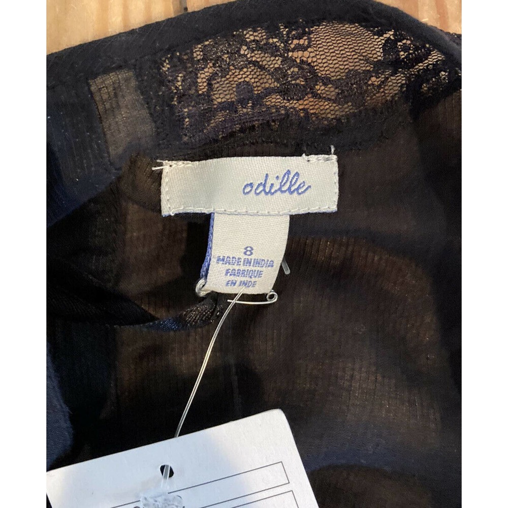 Odille Black Blouse with Cream Ruffle Front - Picture 3 of 9